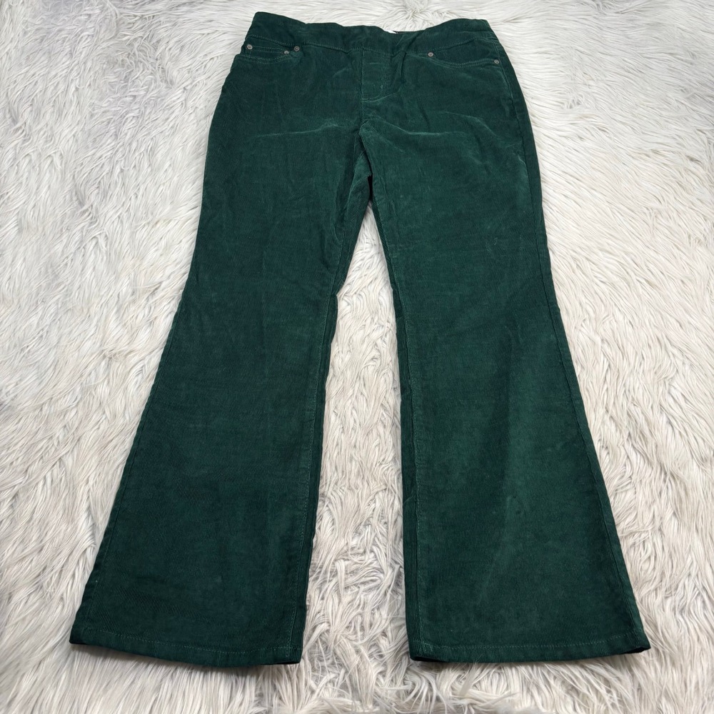 Coldwater Creek Women's 8P Green Corduroy Pull On Bootcut Pant Fall Classic Prep